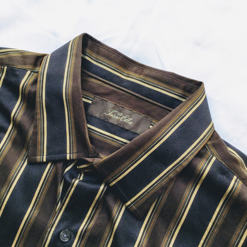 Tasso Elba Button Down Long Sleeve Shirt, Large